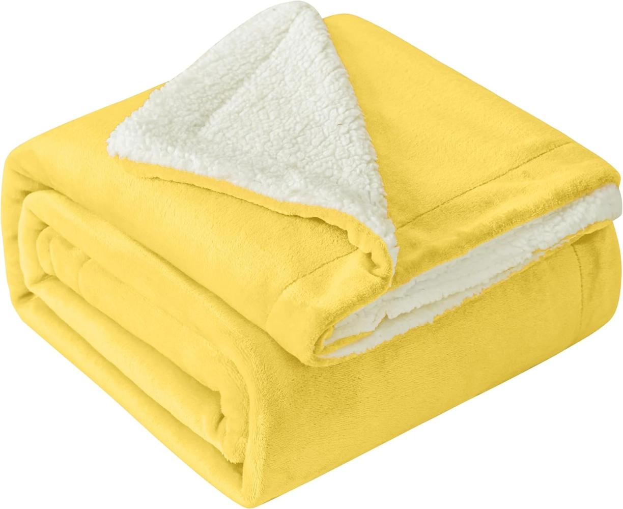 Mixibaby Hochwertige Wohndecken Kuscheldecken, extra Dicke warm Sofadecke/Couchdecke, Größe:150 cm x 200 cm, Farbe:Gelb Bild 1