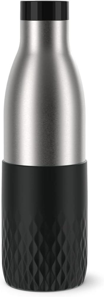 Emsa 'Bludrop Sleeve' Trinkflasche mit Quick-Press Verschluss, Edelstahl Schwarz, 0,7l Bild 1