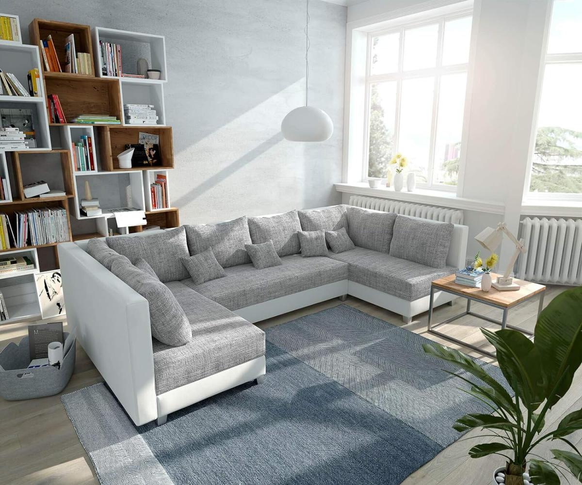 Couch Panama Hellgrau/ Weiß Wohnlandschaft modular Bild 1