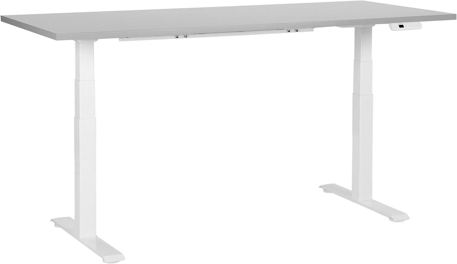 Schreibtisch grau weiß 180 x 80 cm elektrisch höhenverstellbar DESTINES Bild 1