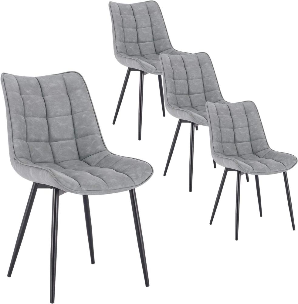 WOLTU 4 x Esszimmerstühle 4er Set Esszimmerstuhl Küchenstuhl Polsterstuhl Design Stuhl mit Rückenlehne, mit Sitzfläche aus Kunstleder, Gestell aus Metall, Grau, BH207gr-4 Bild 1