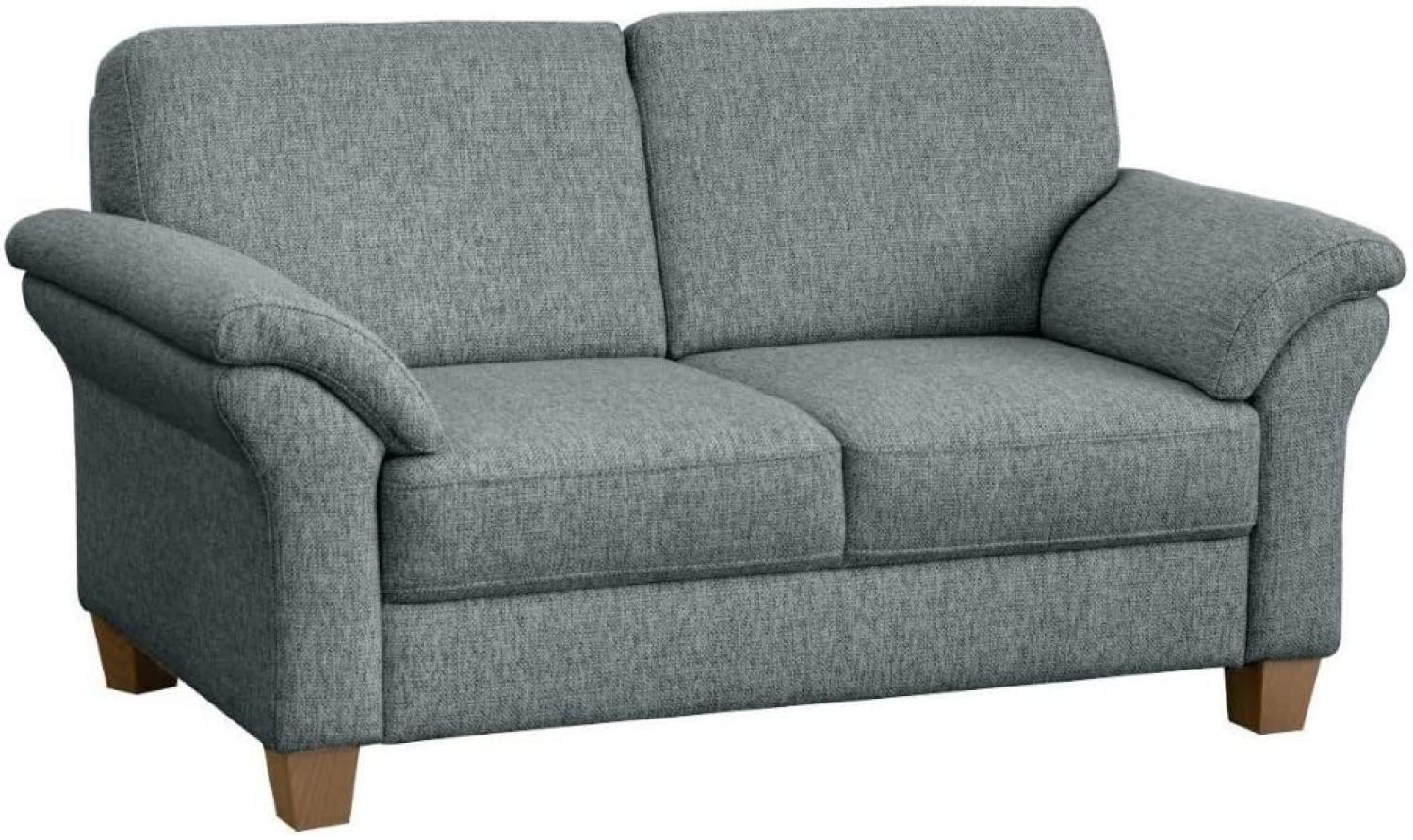 CAVADORE 2-Sitzer Byrum / Große 2er-Couch im Landhausstil mit Federkern / Passend zur edlen Sofagarnitur Byrum / 156 x 87 x 88 / Flachgewebe: Hellgrau Bild 1