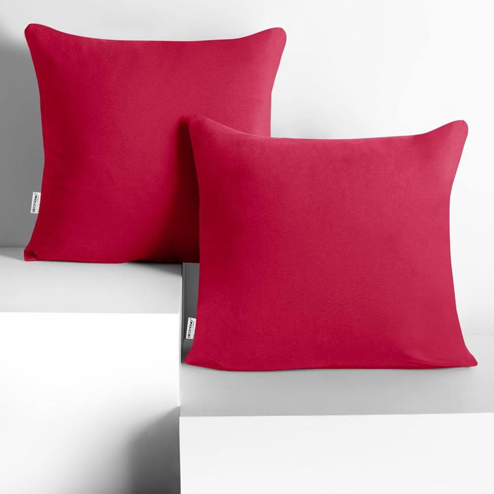 DecoKing 2 Kissenbezüge 50x50 cm Jersey Baumwolle Reißverschluss pink Amber Bild 1