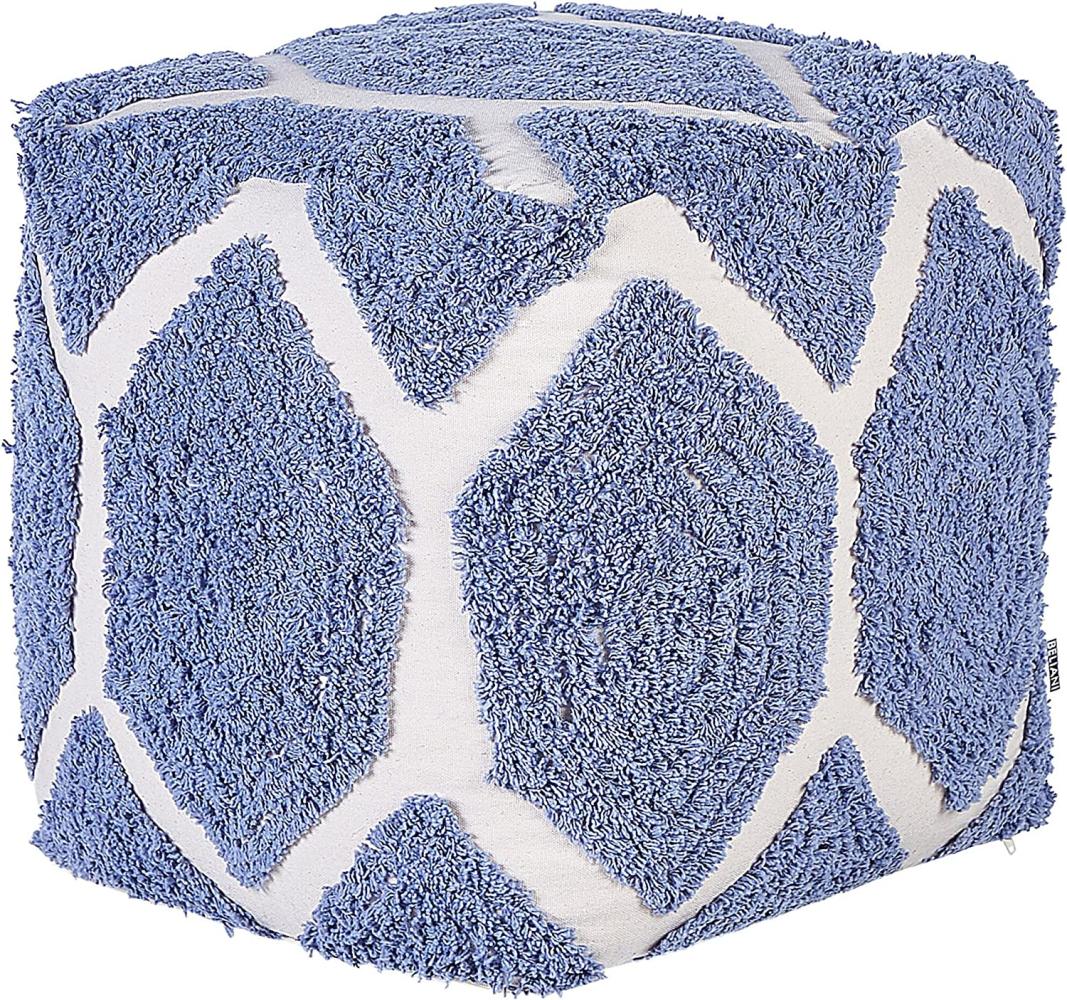 Pouf Baumwolle beige blau 40 x 40 cm ROJHAN Bild 1
