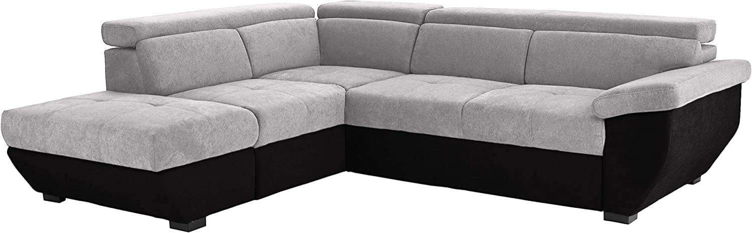 Mivano Schlafsofa Speedway / Moderne Eckcouch mit Bettfunktion, Stauraum und verstellbaren Kopfstützen / 262 x 79 x 224 / Zweifarbiger Bezug, argent/black Bild 1