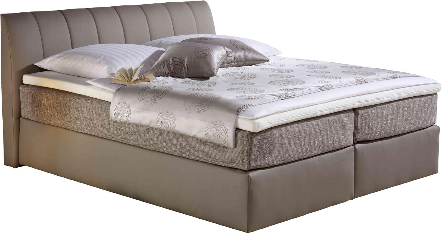 Maintal Boxspringbett Vanilla, 160 x 200 cm, Strukturstoff, Tonnentaschenfederkern Matratze H3, taupe Bild 1