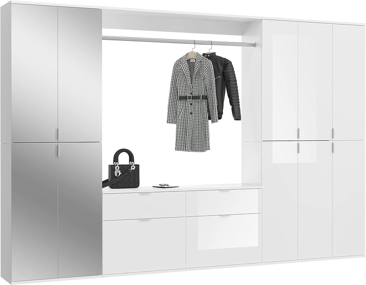 Garderobenschrank mit Spiegel ProjektX in weiß Hochglanz 273 x 193 cm Bild 1