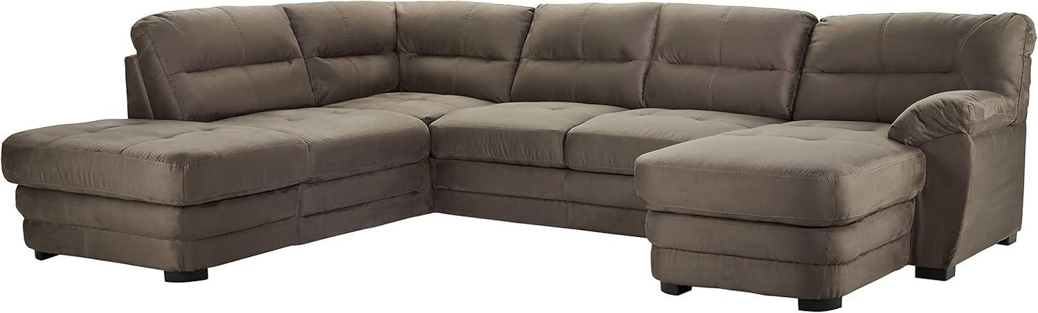 Mivano Wohnlandschaft Royale, Zeitloses Schlafsofa in U-Form mit Bettfunktion, Stauraum und hohen Rückenlehnen, 316 x 90 x 230, Mikrofaser, dunkelgrau Bild 1