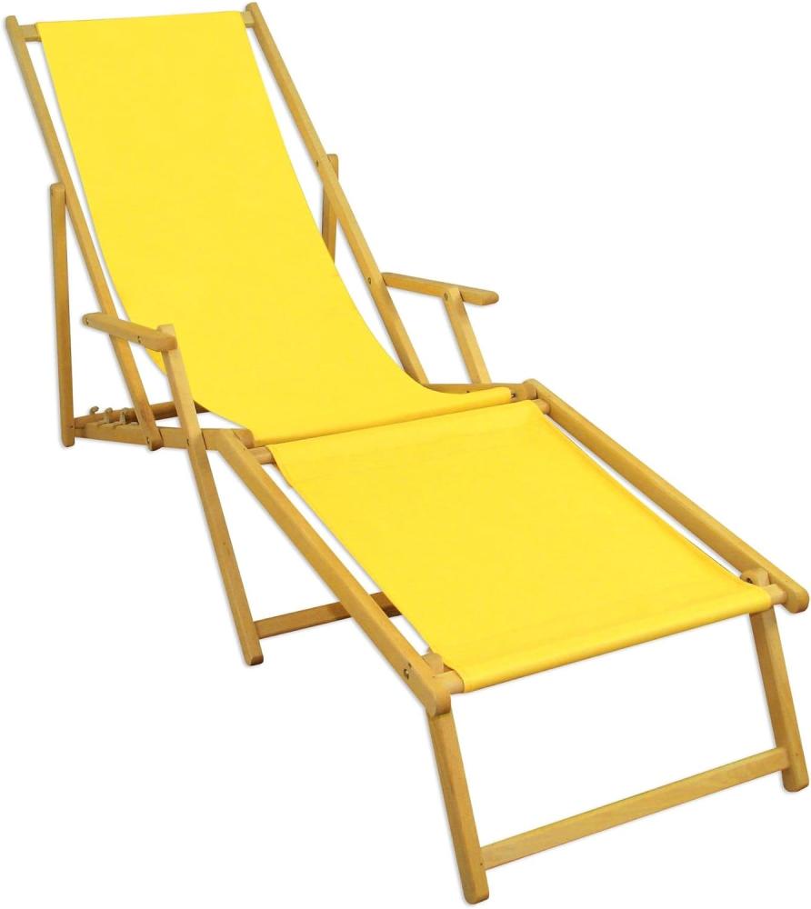Sonnenliege gelb Liegestuhl klappbare Gartenliege Deckchair Strandstuhl Gartenmöbel Holz 10-302 N F Bild 1