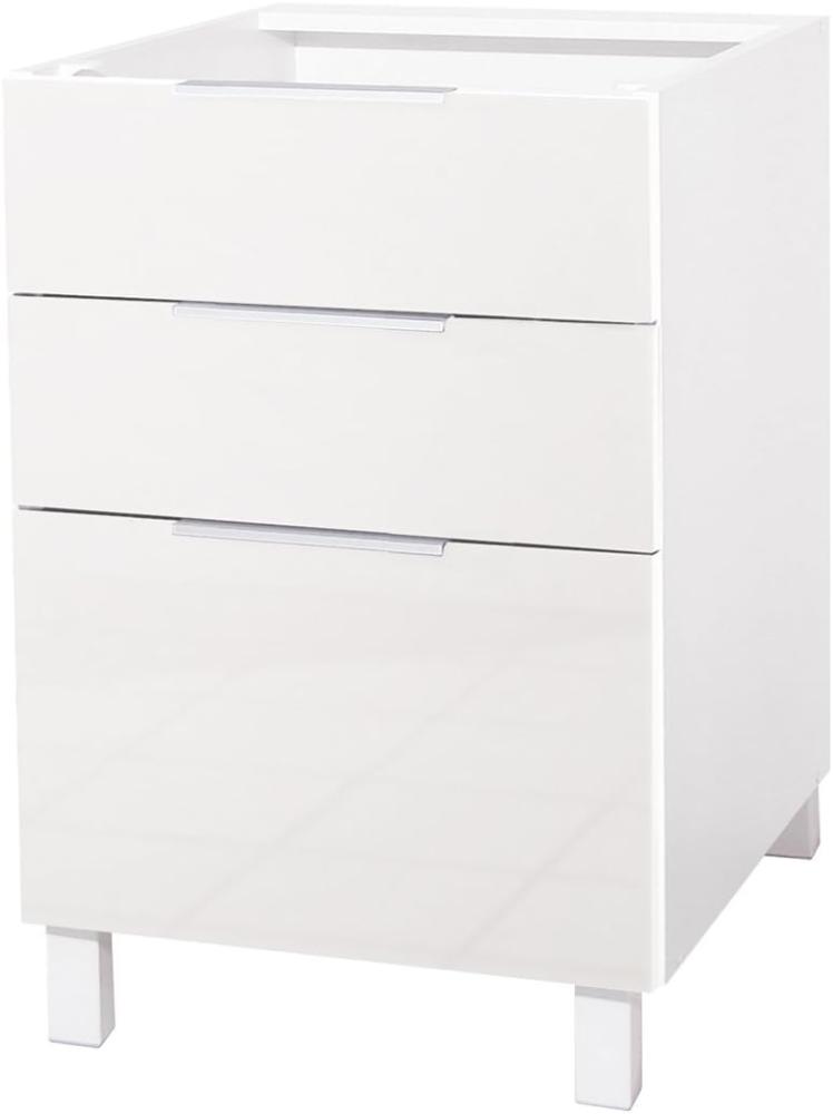Berlioz Creations Altro – Küchenschrank, mit 3 Schubladen, in glänzendem Weiß, 60 x 52 cm Bild 1