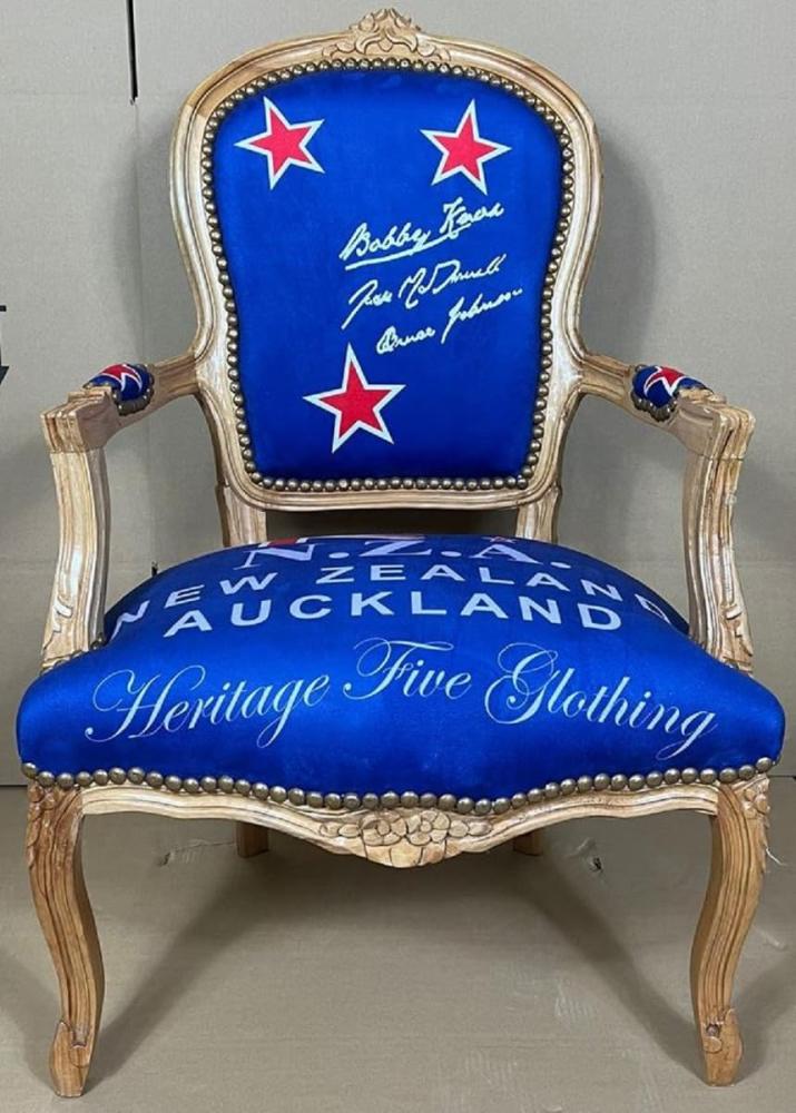 Casa Padrino Barock Salon Stuhl New Zealand / Naturfarben - Handgefertigter Antik Stil Stuhl - Möbel im Barockstil - Barock Möbel - Barock Einrichtung Bild 1