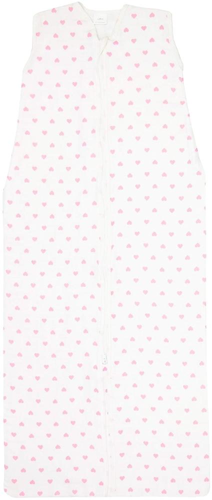 ZOLLNER Mädchen Schlafsack für den Sommer, Baumwolle 110 cm weiß/rosa Herzen Bild 1