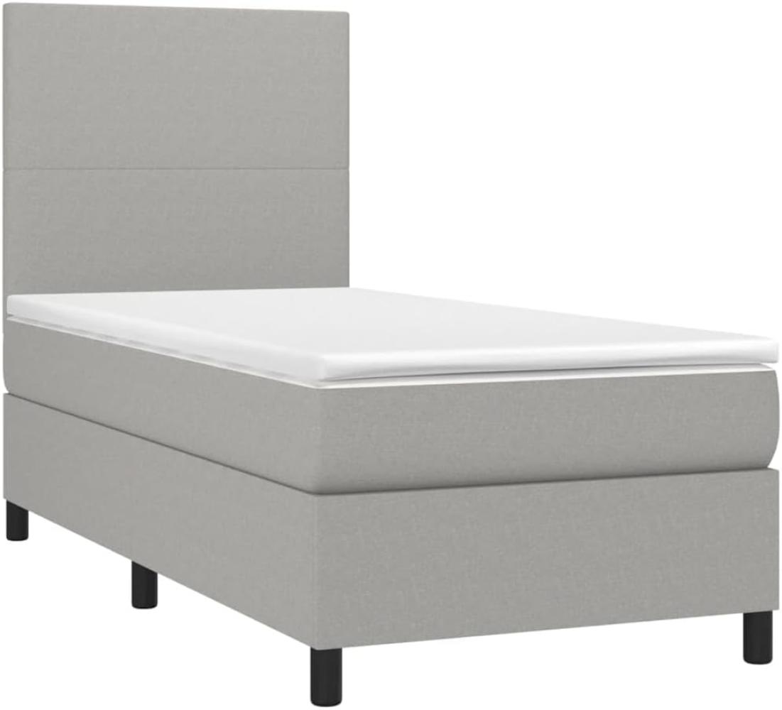 vidaXL Boxspringbett mit Matratze Hellgrau 90x200 cm Stoff, Härtegrad: H2 [3141585] Bild 1