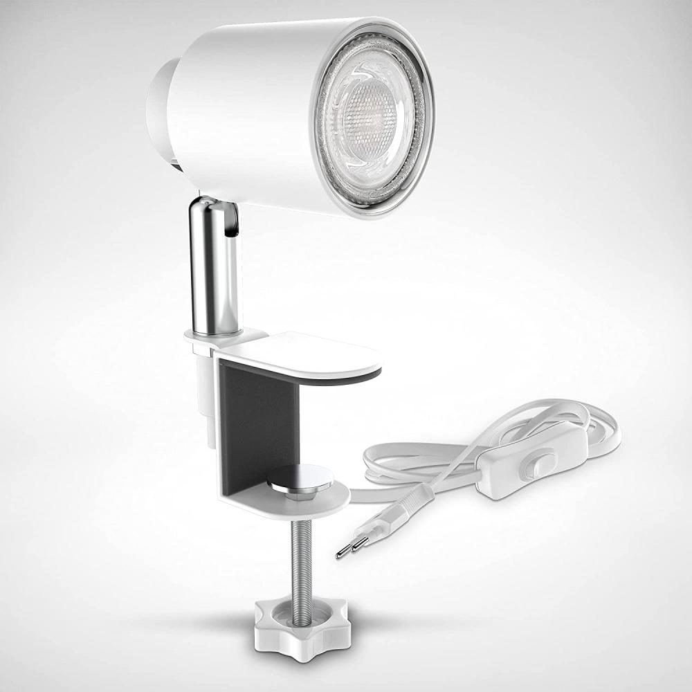 LED Klemmleuchte Leselampe Clip Bettlicht schwenkbar weiß GU10 Mini-Lampe 52mm Bild 1