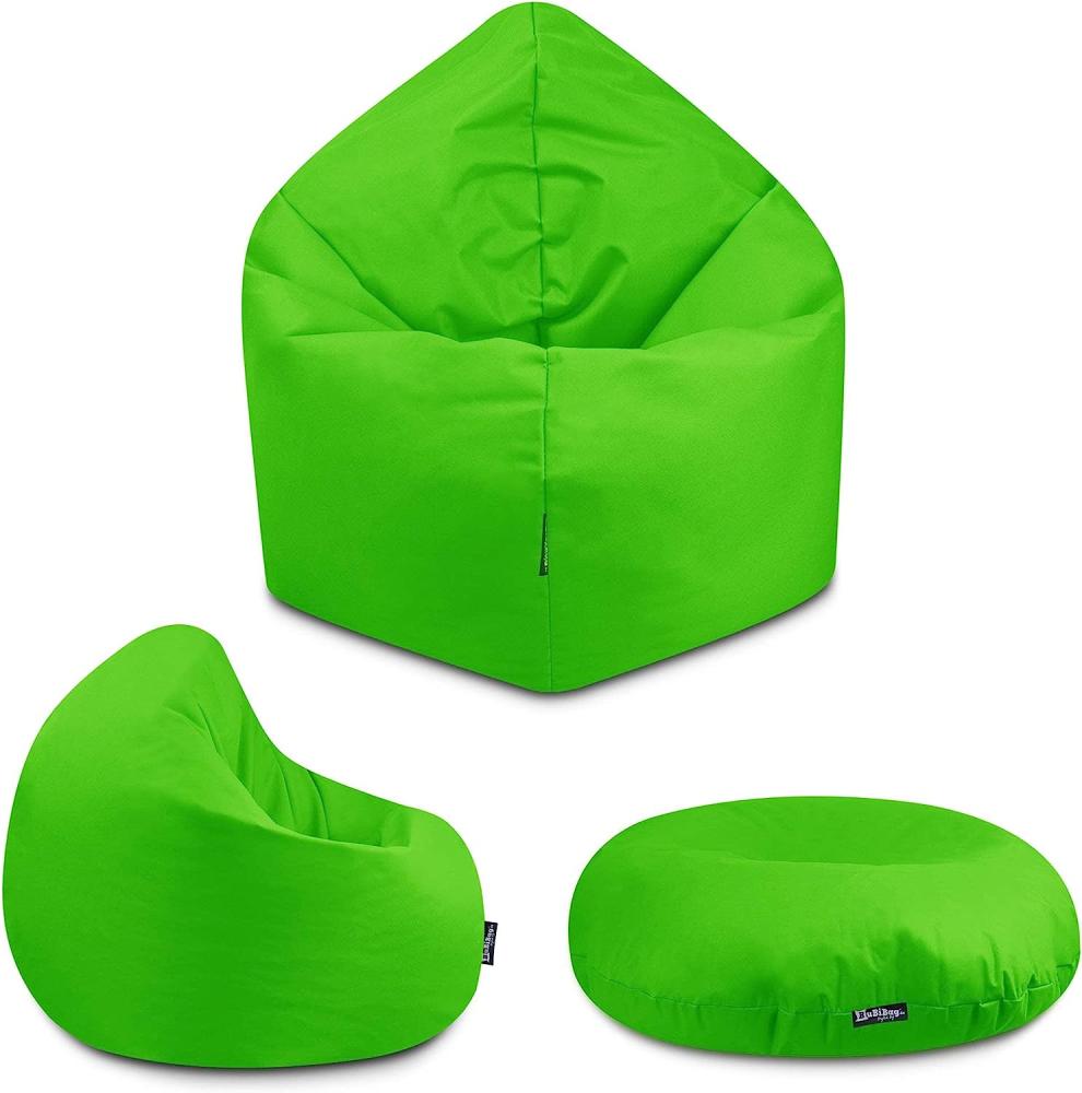 BuBiBag - 2in1 Sitzsack Bodenkissen - Outdoor Sitzsäcke Indoor Beanbag in 32 Farben und 3 Größen - Sitzkissen für Kinder und Erwachsene (100 cm Durchmesser, Apfelgrün) Bild 1