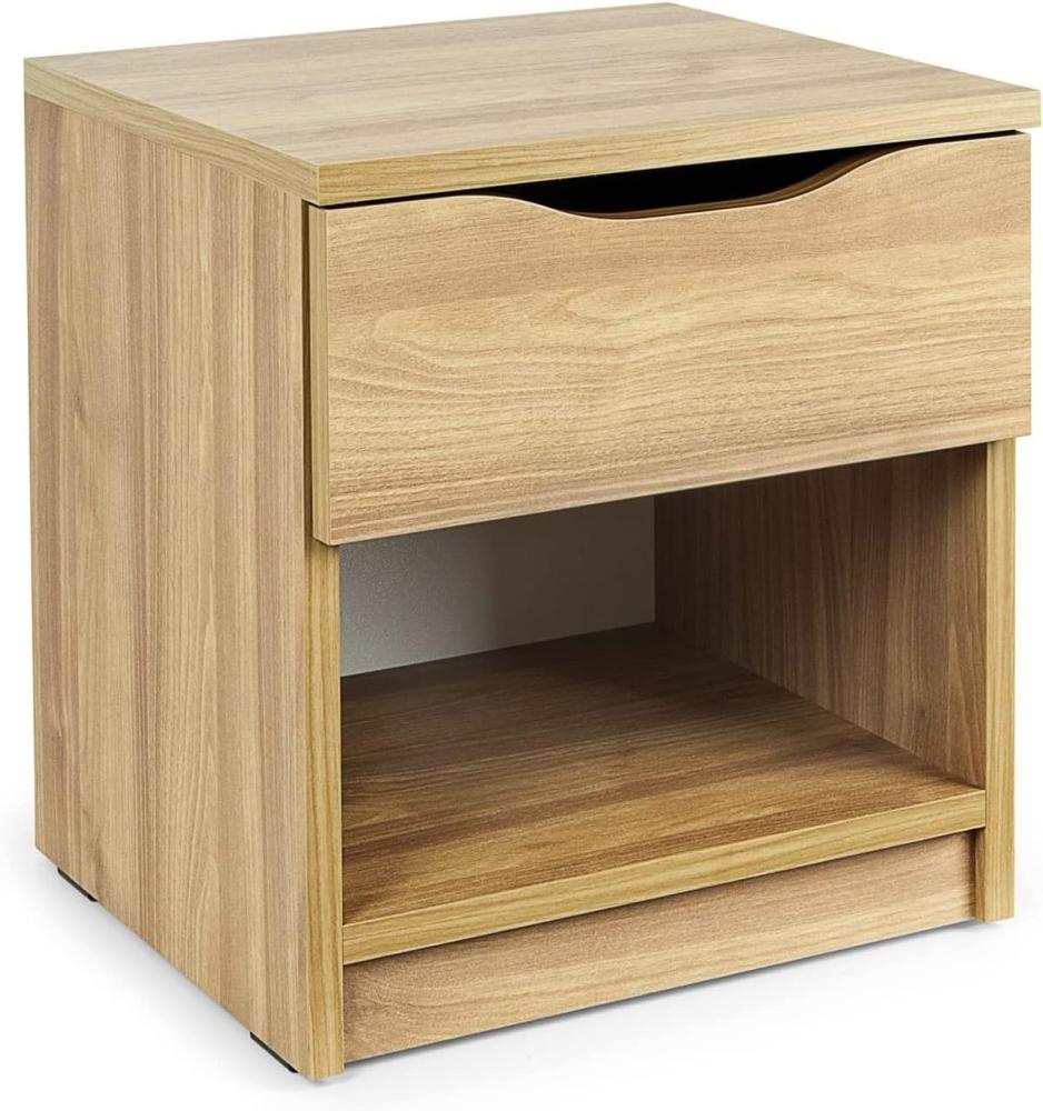 Nachtschrank für Kinder - Modern - Nachttisch aus Holz mit Schublade, Farbe: Nussbaum Select Bild 1