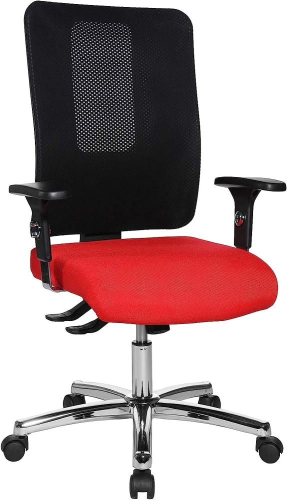 Topstar Open X (N) Chrom, ergonomischer Bürostuhl, Schreibtischstuhl, Stoffbezug, rot/schwarz Bild 1