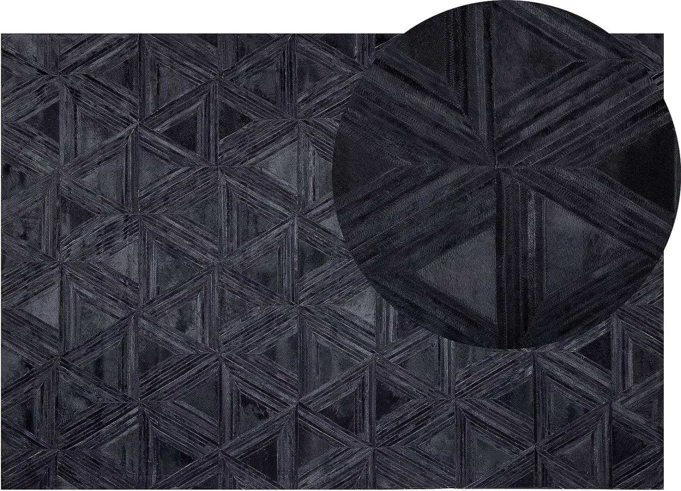 Teppich Kuhfell schwarz 140 x 200 cm geometrisches Muster KASAR Bild 1