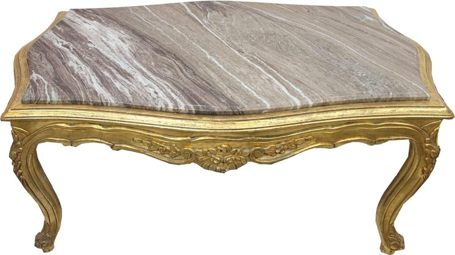 Casa Padrino Barock Couchtisch Gold mit eingesetzter Marmorplatte - Möbel Wohnzimmer Tisch Antik Stil Bild 1