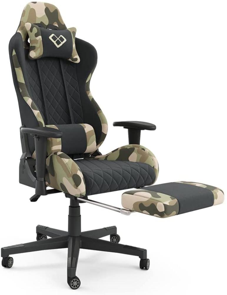 Vicco Gaming Stuhl Racing Stuhl Drehstuhl Alpha Bürostuhl Fußstütze Camouflage Bild 1
