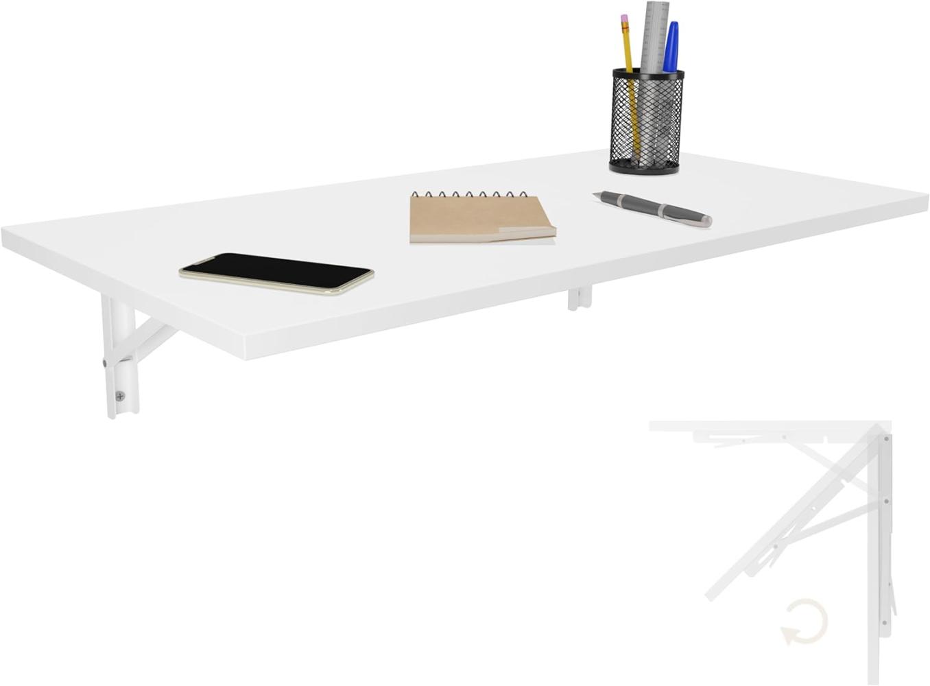 Wandklapptisch Schreibtisch Tischplatte 80x40 cm in Weiß Klapptisch Esstisch Küchentisch für die Wand Bartisch Stehtisch Wandtisch Tisch klappbar zur Wandmontage im Büro Küche Bild 1
