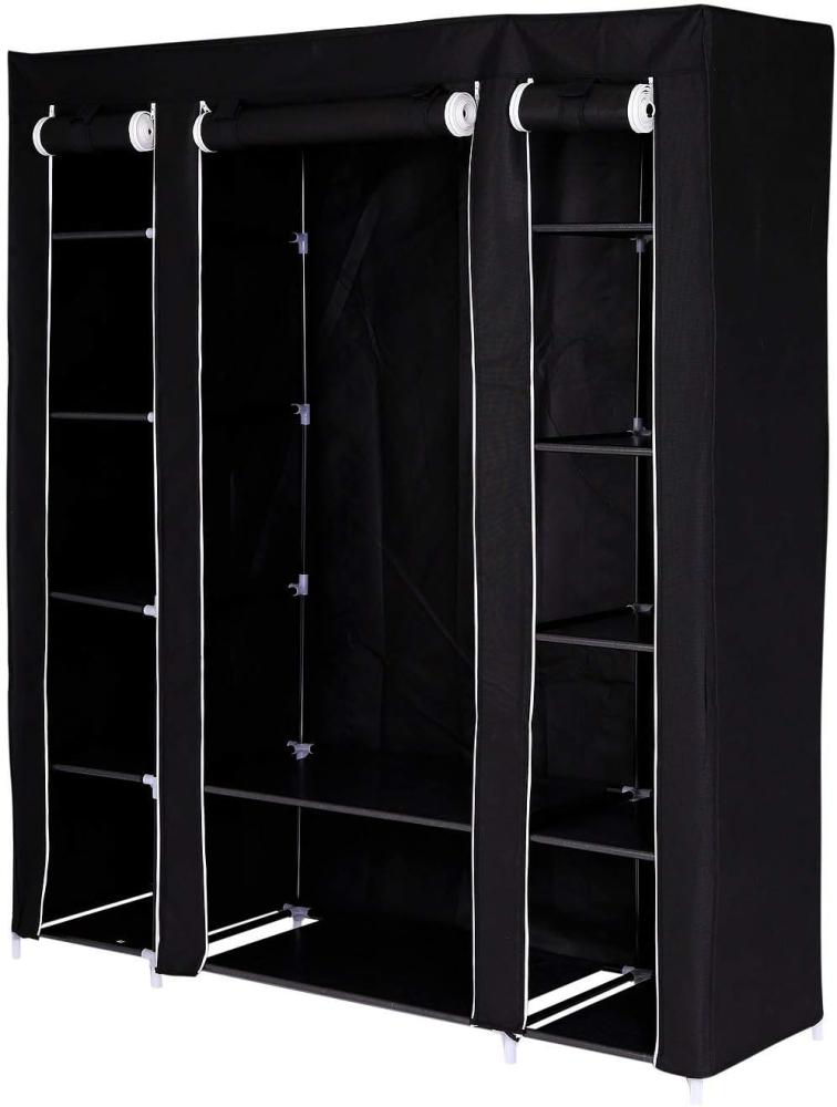 dibea Faltbarer Stoff-Kleiderschrank 175x150x45 cm, schwarz Bild 1