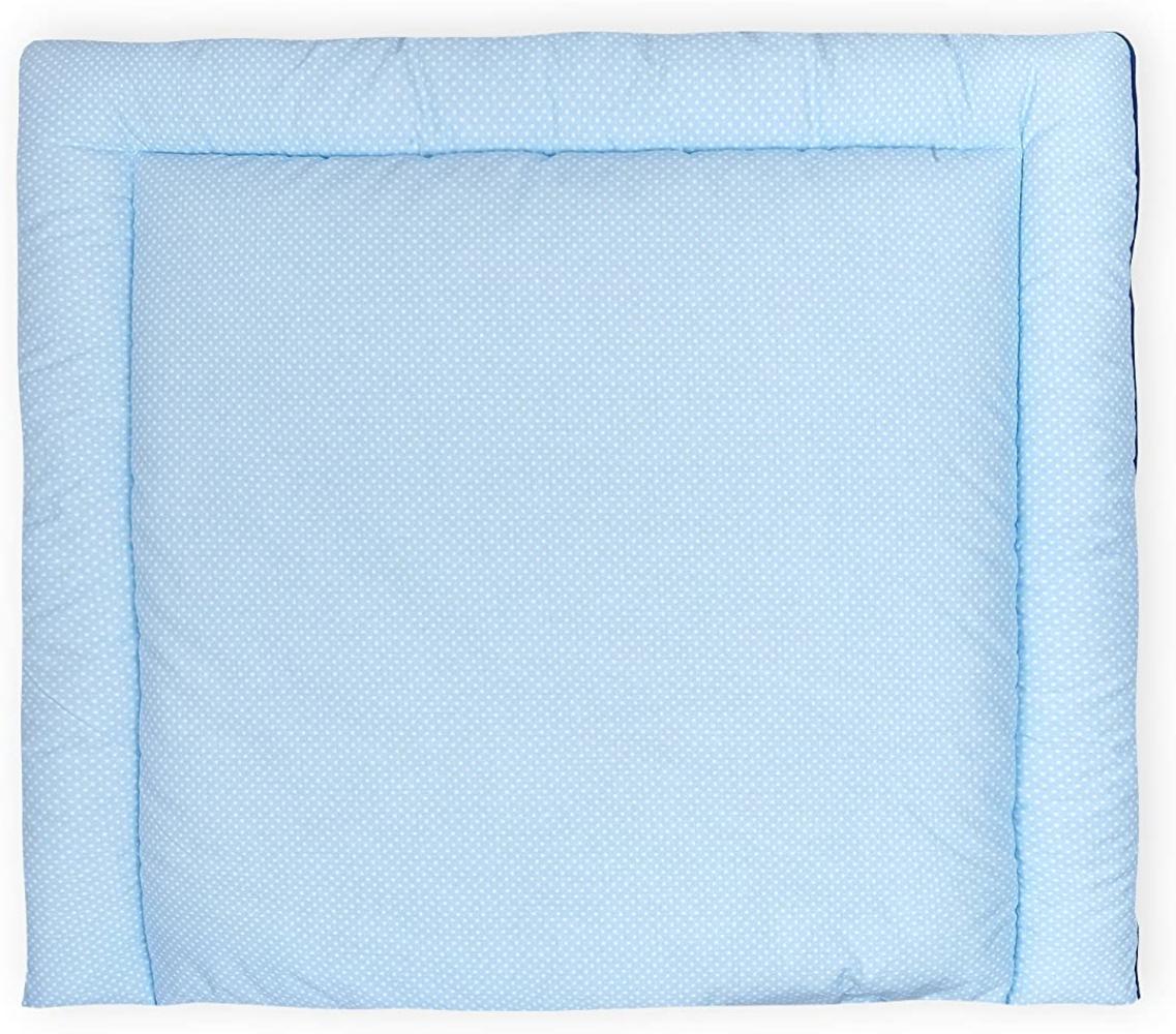 KraftKids Wickelauflage in weiße Punkte auf Hellblau, Wickelunterlage 75x70 cm (BxT), Wickelkissen Bild 1
