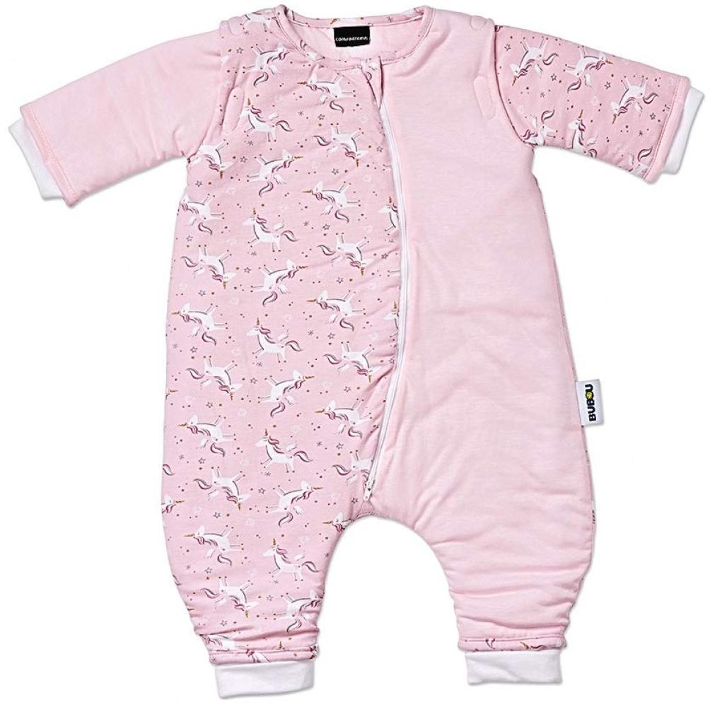 Gesslein 753130 Bubou Babyschlafsack mit Beinen und abnehmbaren Ärmeln: Temperaturregulierender Ganzjahreschlafsack, Baby Größe 110 cm, rosa Einhorn Bild 1