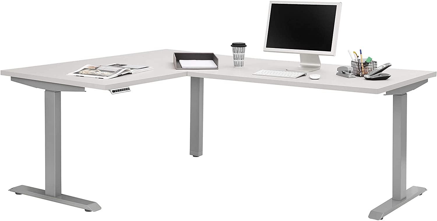 Maja Höhenverstellbarer Schreibtisch 5514 Metall platingrau - weiß matt Bild 1