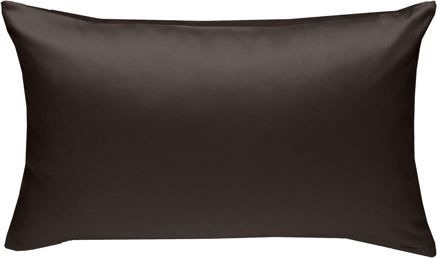 Bettwaesche-mit-Stil Mako-Satin / Baumwollsatin Bettwäsche uni / einfarbig Espresso Braun Kissenbezug 40x60 cm Bild 1