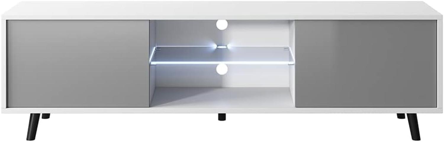 Selsey TV-Lowboard, Weiß/Grau, 140 x 40,5x31,3 Bild 1