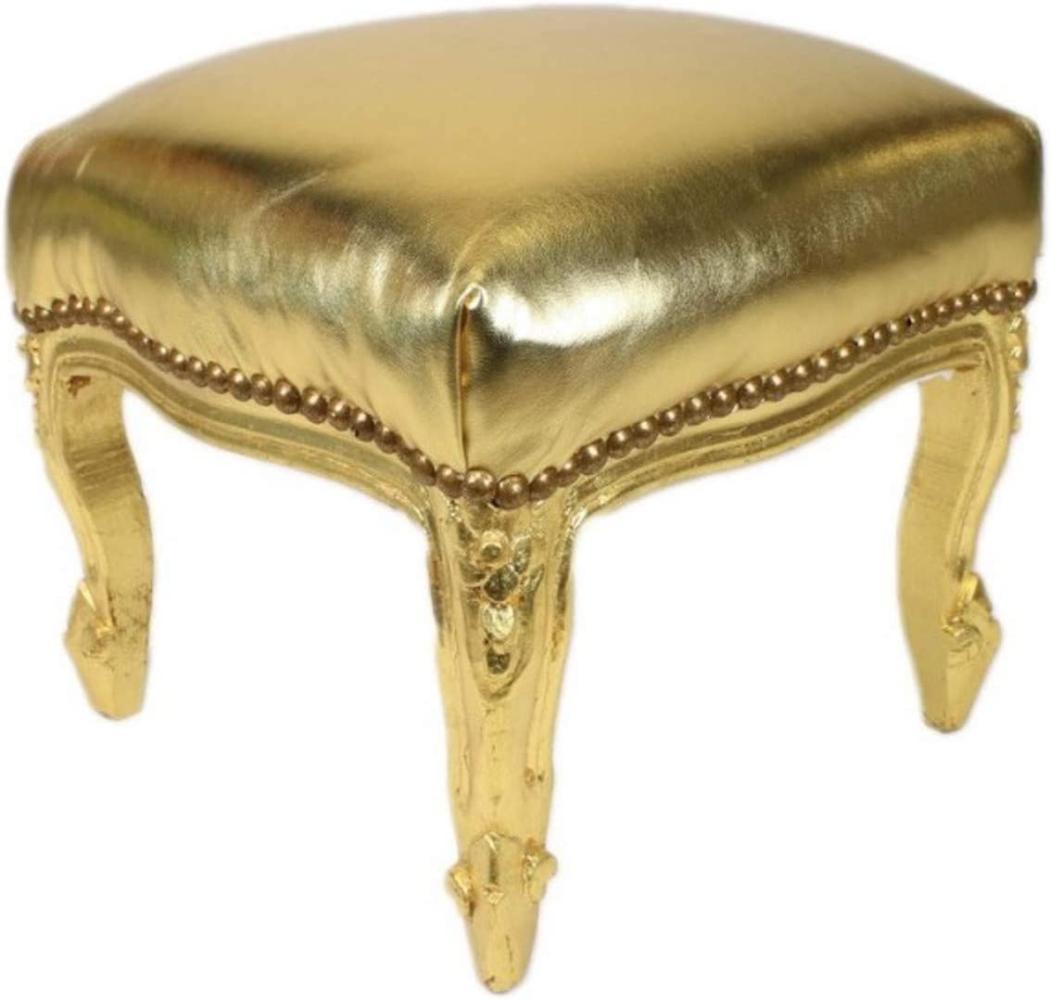 Casa Padrino Barock Fußhocker Gold Lederoptik / Gold - Antik Stil Möbel - Hocker Bild 1
