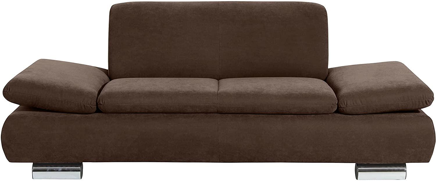 Terrence Sofa 2-Sitzer Veloursstoff Braun Metallfüße verchromt Bild 1