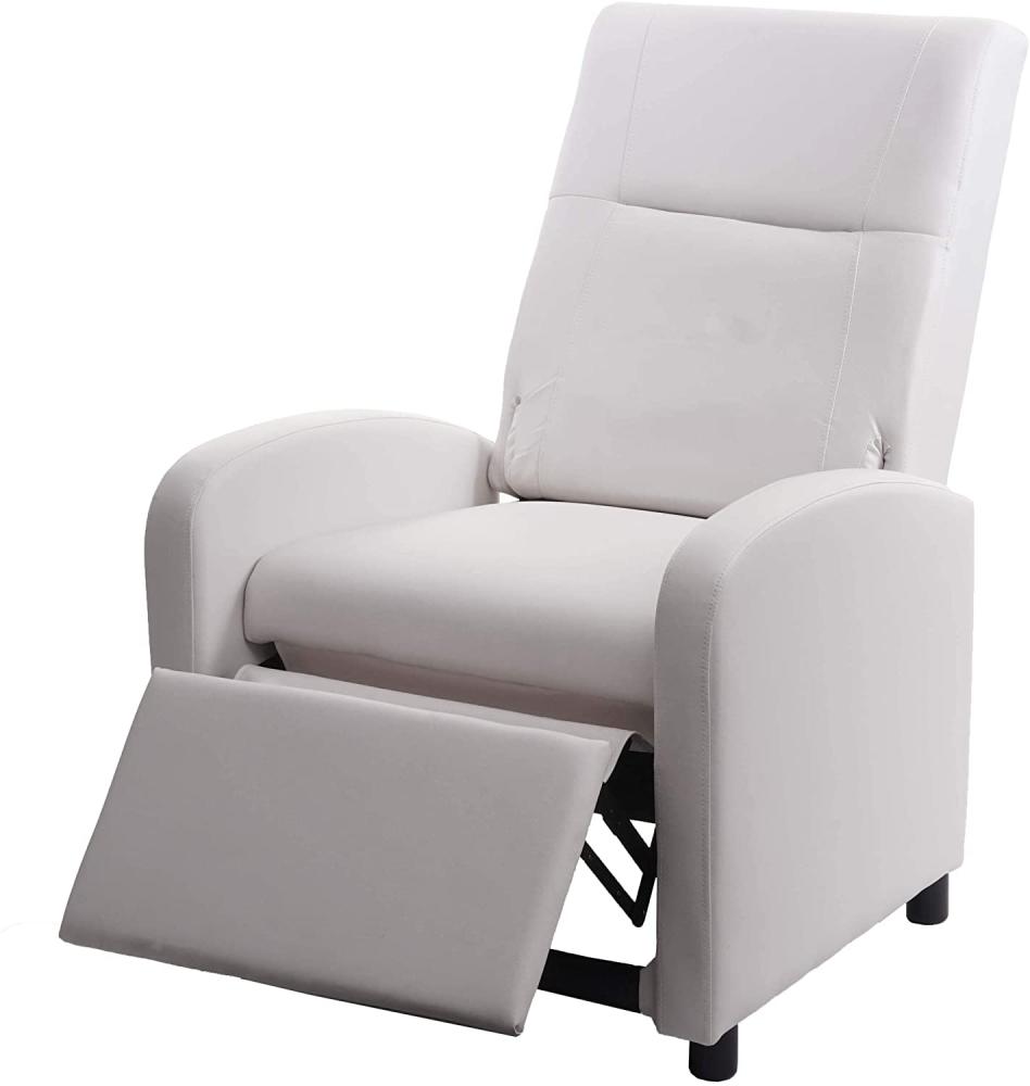 Fernsehsessel HWC-H18, Relaxsessel Liege Sessel, Kunstleder klappbar 99x70x75cm ~ weiß Bild 1