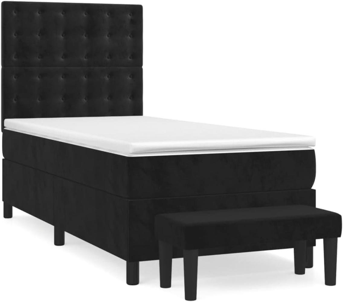 Boxspringbett mit Matratze Schwarz 90x200 cm Samt Bild 1