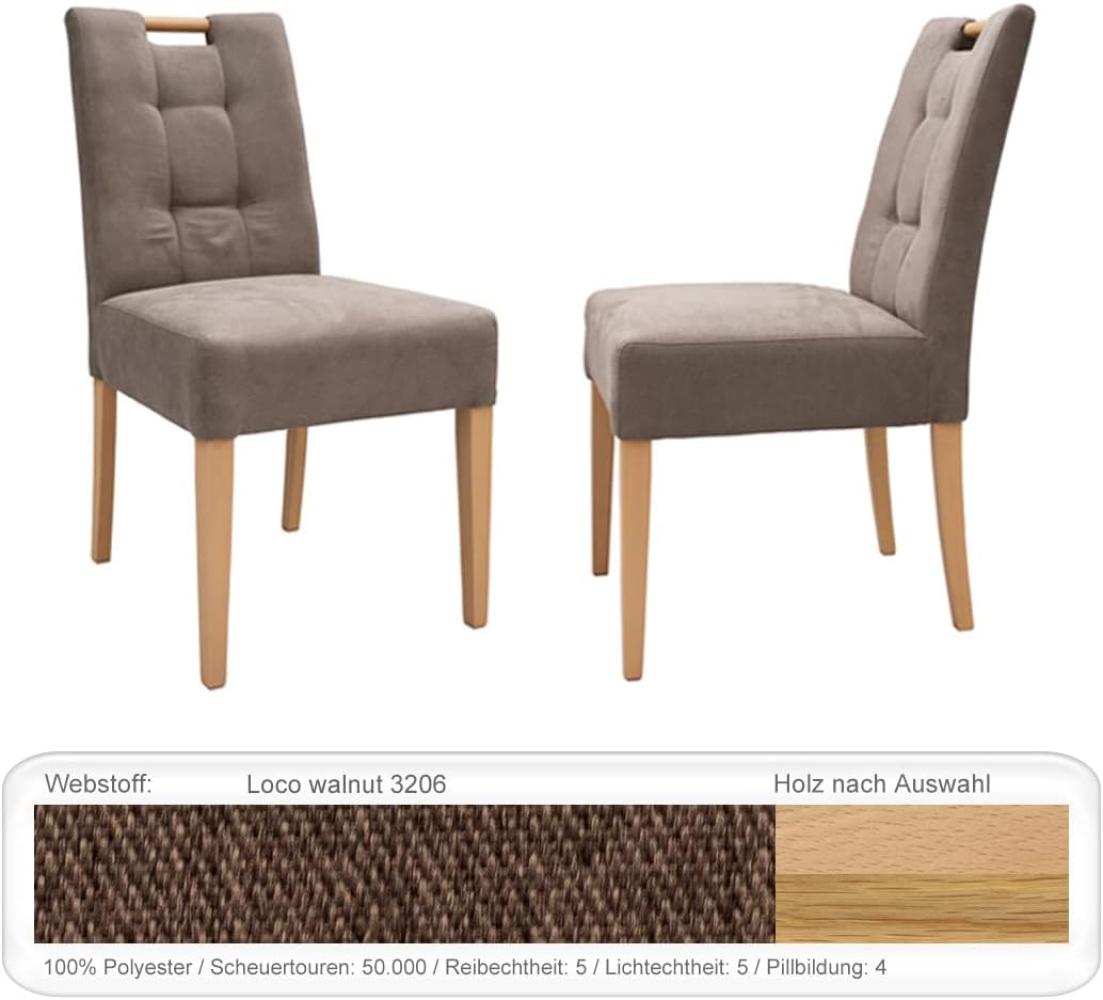 6x Stuhl Agnes 1 mit Griff Varianten Polsterstuhl Massivholzstuhl Eiche natur lackiert, Loco walnut Bild 1