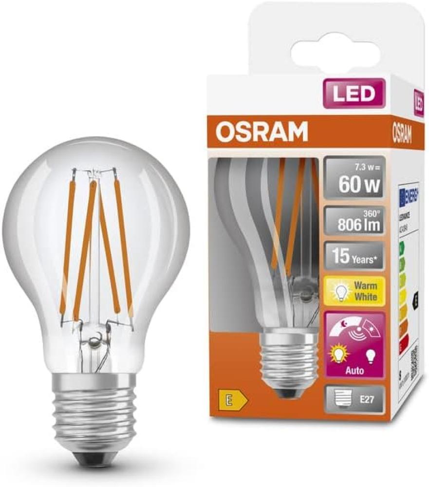 Osram LED-Lampe Standard filament daylight sensor 7. 3W/827 (60W) E27 Bild 1