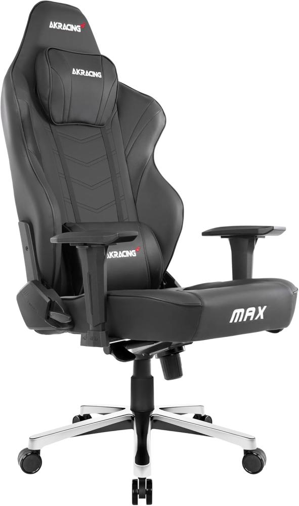 AKRacing Chair Master Max Gaming Stuhl, PU-Kunstleder, Schwarz/Schwarz, 5 Jahre Herstellergarantie Bild 1