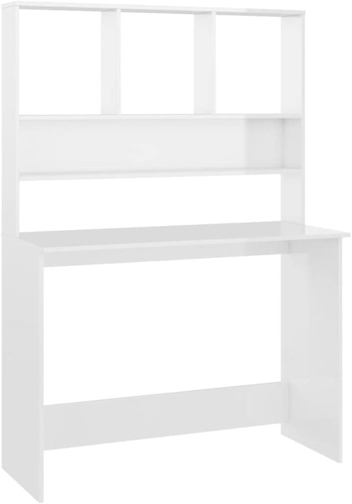 vidaXL Schreibtisch mit Regalen Hochglanz-Weiß 110x45x157 cm Bild 1