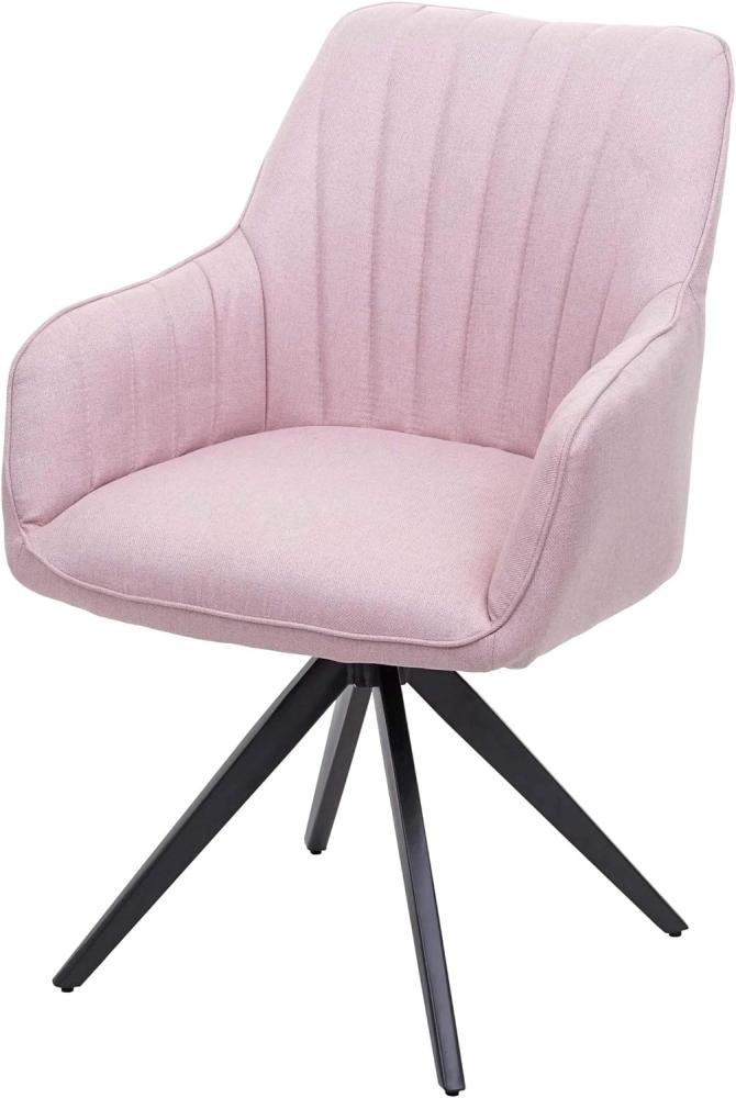 Esszimmerstuhl HWC-H73, Küchenstuhl Stuhl Armlehnstuhl, Retro Stahl Stoff/Textil ~ rosa Bild 1