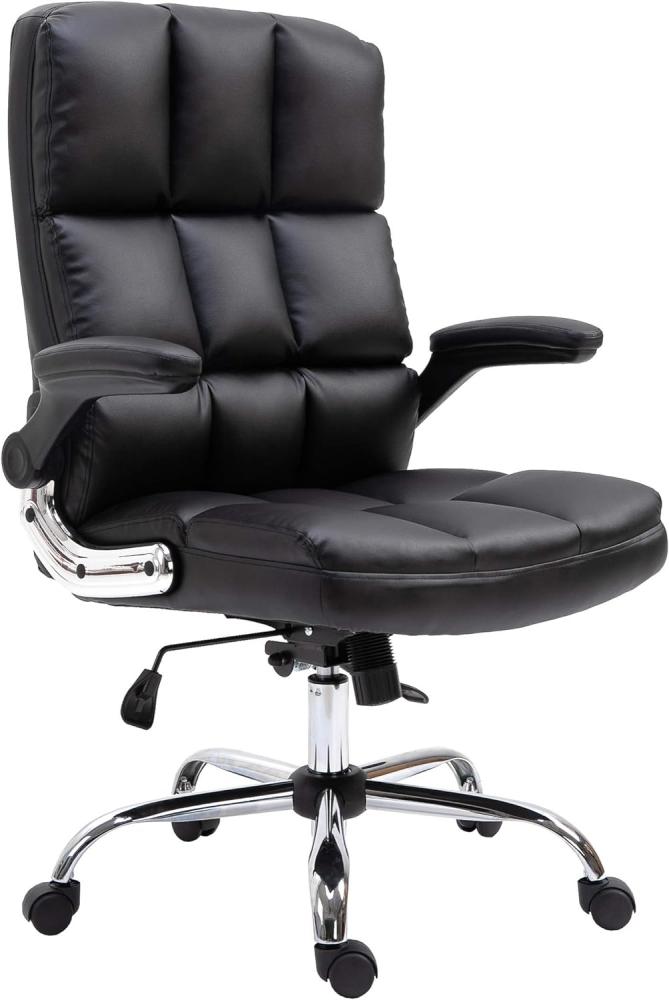 Bürostuhl HWC-J21, Chefsessel Drehstuhl Schreibtischstuhl, höhenverstellbar ~ Kunstleder schwarz Bild 1