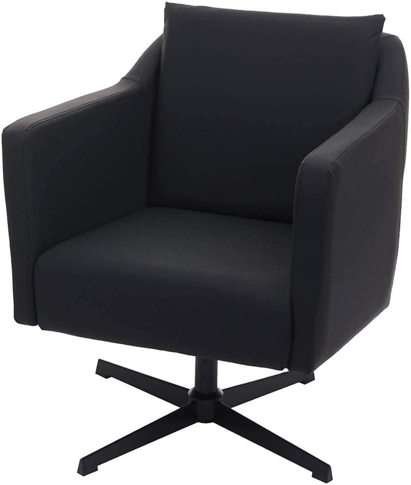 Lounge-Sessel HWC-H93b, Sessel Cocktailsessel Relaxsessel mit Fußkreuz, drehbar Kunstleder schwarz Bild 1