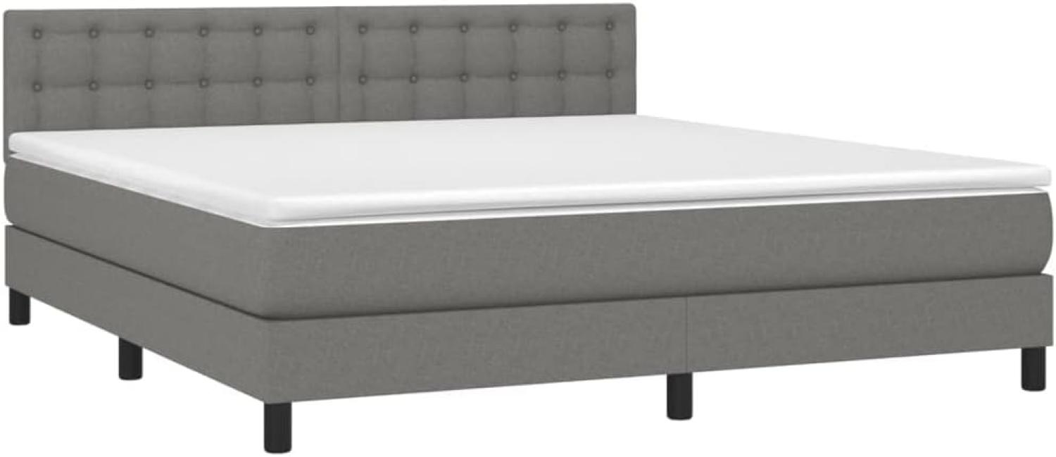 vidaXL Boxspringbett mit Matratze & LED Dunkelgrau 180x200 cm Stoff, Härtegrad: H2 [3133494] Bild 1