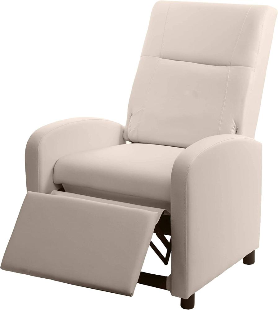 Fernsehsessel HWC-H18, Relaxsessel Liege Sessel, Kunstleder klappbar 99x70x75cm ~ creme Bild 1