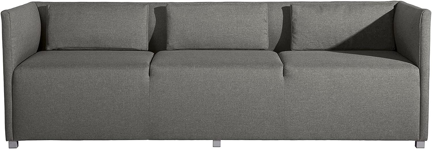 Equal Sofa 3-Sitzer Flachgewebe Hellgrau Metallfuß pulverbeschichtet Bild 1