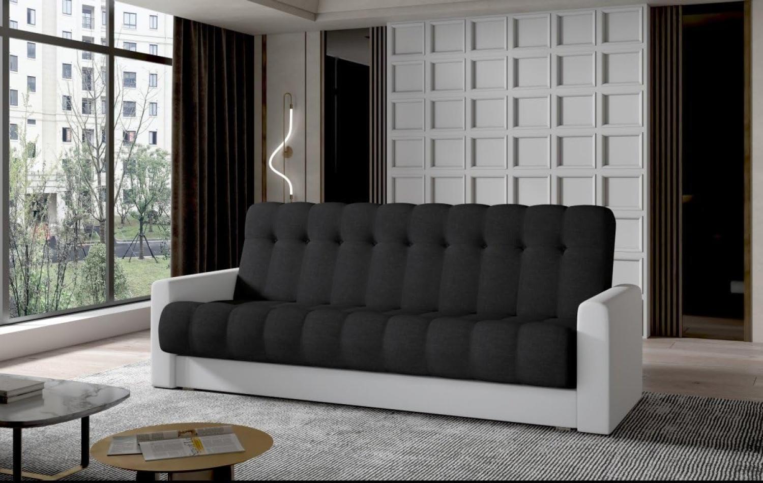 Designer Sofa Vido mit Schlaf- und Klappfunktion Weiß/Schwarz Bild 1
