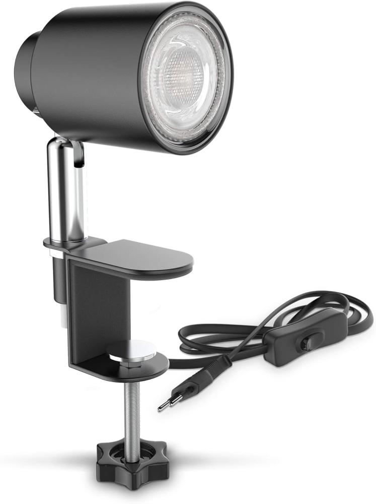LED Klemmleuchte Leselampe Clip Bettlicht schwenkbar schwarz GU10 Mini-Lampe Bild 1