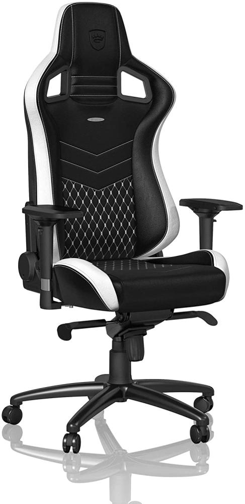 noblechairs Epic Gaming Stuhl - Bürostuhl - Schreibtischstuhl - Echtleder - Inklusive Kissen - Schwarz/Weiß/Rot Bild 1