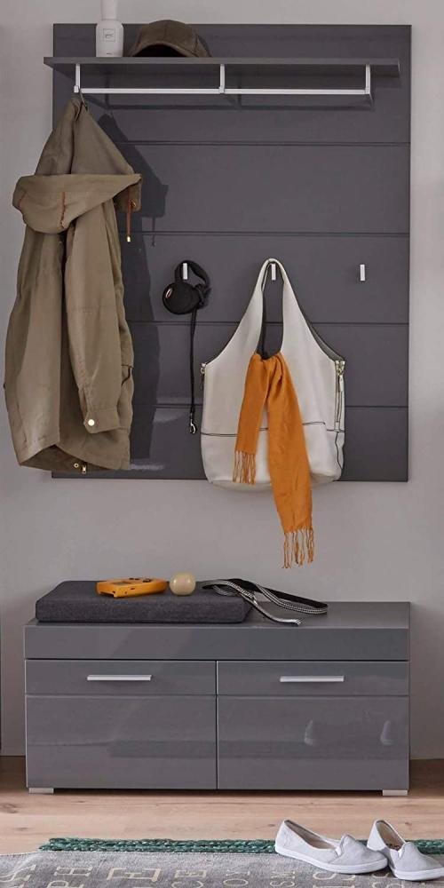 Garderobe Amanda Hochglanz grau Set 2-teilig 91 x 195 cm Bild 1