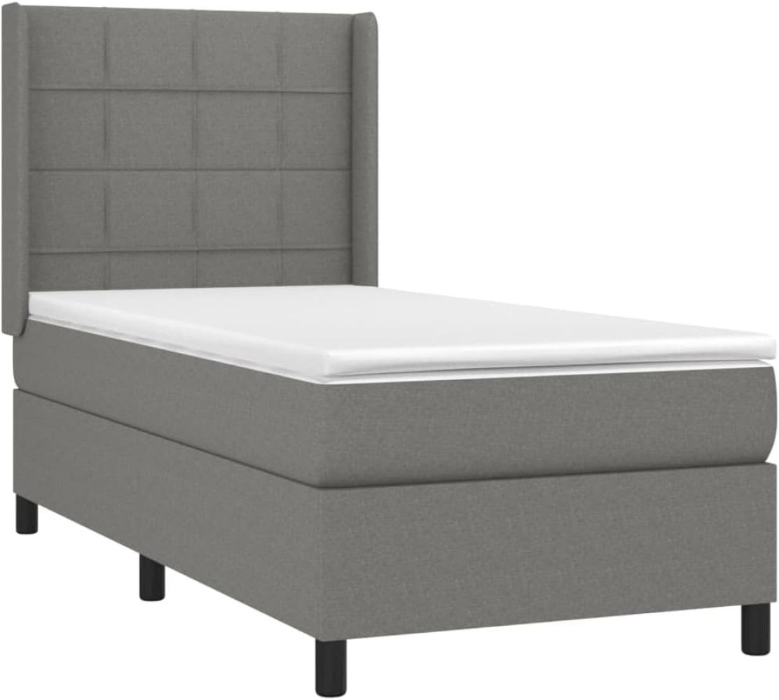 vidaXL Boxspringbett mit Matratze Dunkelgrau 100x200 cm Stoff Bild 1